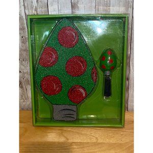 Mainstreet Collection Christmas Light Bulb Cheeseboard Knife Spreader Glass Set